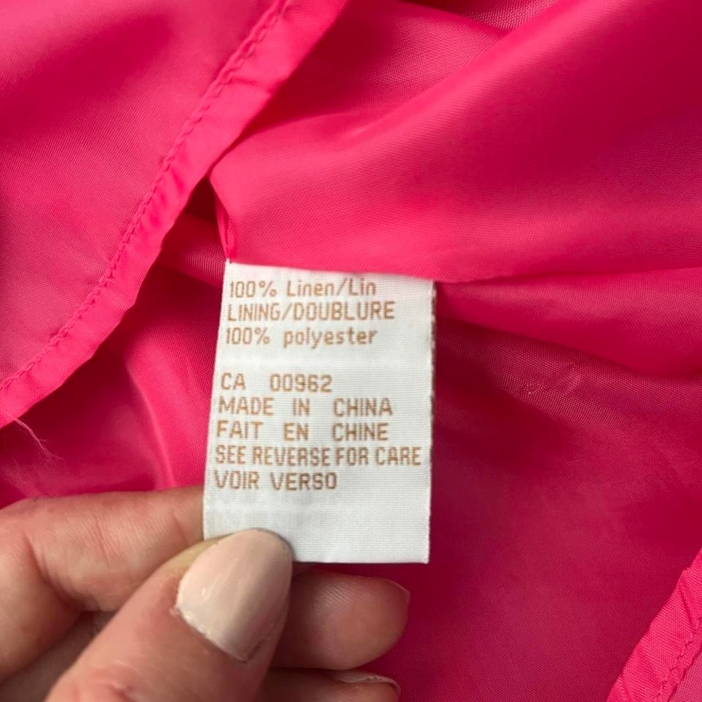 J Crew Pink 100% Linen Fit Flare High Neck Dress Women 8 Summer Coastal Preppy - Picture 6 of 6